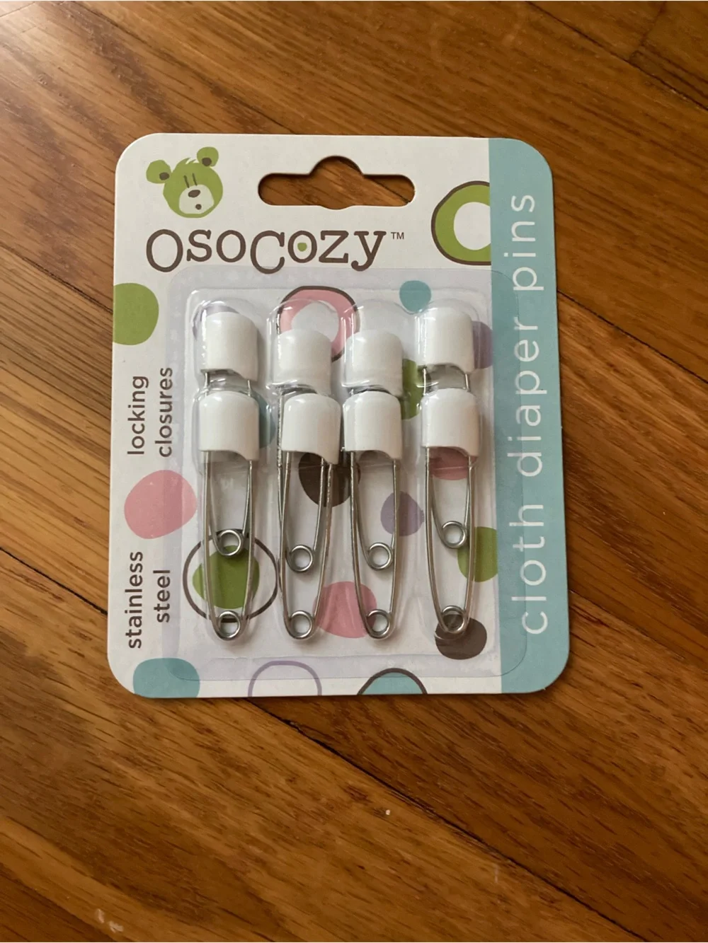 White Cloth Diaper Pins – Pack of 8